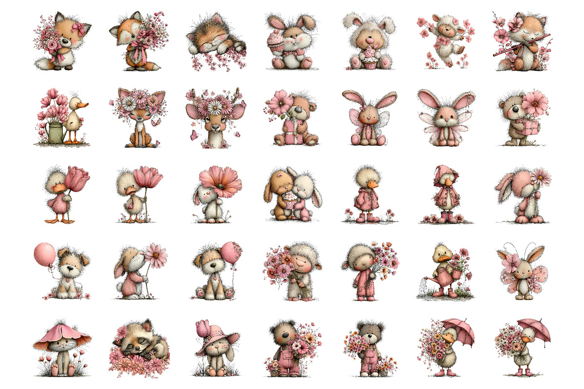 Whimsical Spring Animals Clipart, an Illustration by CreationArt (Photo 2 of 6)