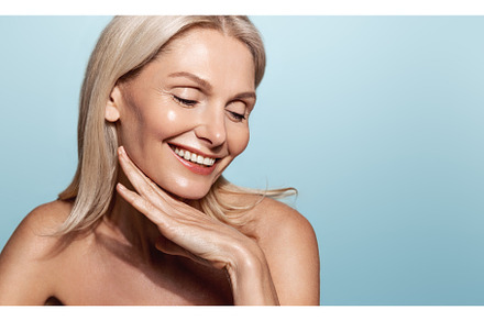 Elegant middle aged woman, head and