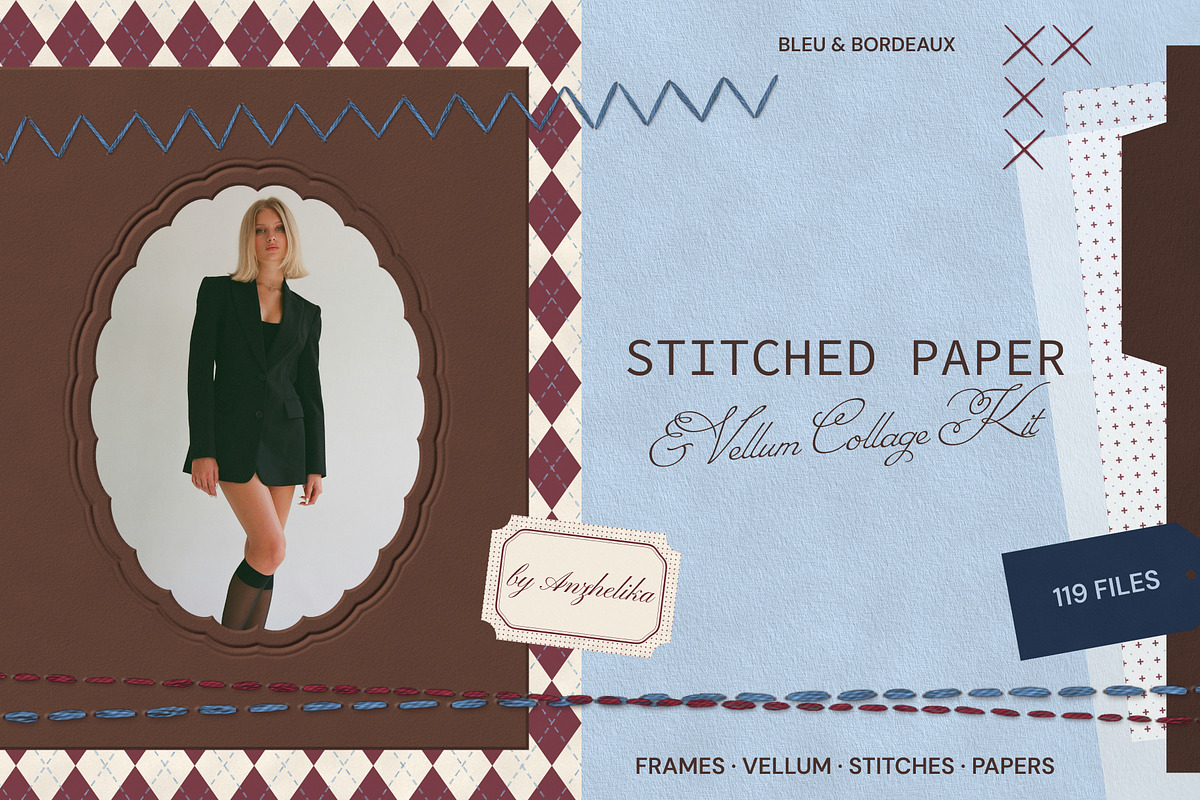 Stitched Paper Vellum Collage Kit, an Object Graphic by Anzhelika (Photo 1 of 9)