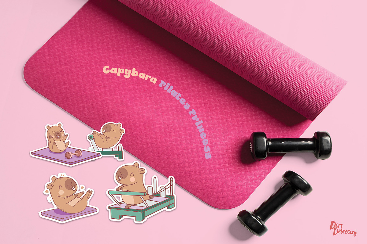 Capybara Pilates Princess Stickers, a Graphic by Dori Debreceni draws (Photo 5 of 8)