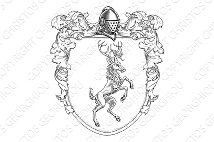 Heraldry Stag Deer Coat of Arms, an Illustration by Christos Georghiou