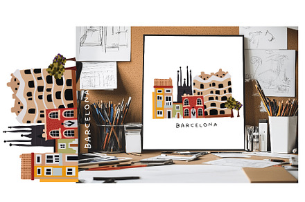 Vintage city buildings