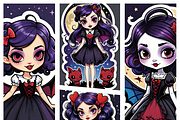 Gothic Chibi Witch Bundle, an Illustration by ETARA by Mea Hau (Thumbnail 1 of 8)