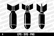 Stylized, classic falling bomb, an Object Graphic by Vectorhight (Thumbnail 1 of 3)