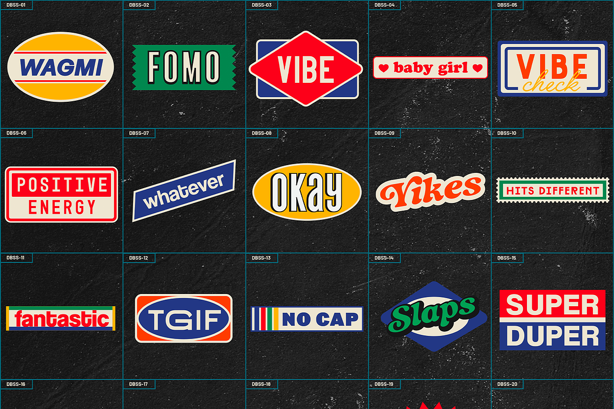 Retro Stickers and Headlines II, a Graphic by Dirtybarn (Photo 1 of 3)