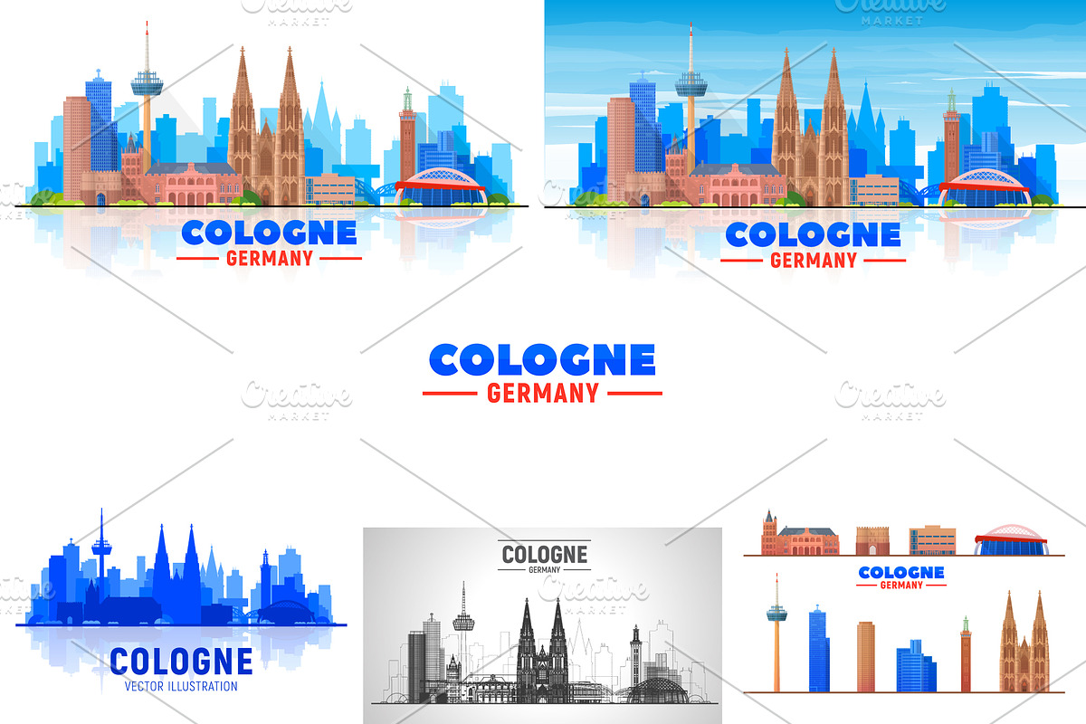 Cologne Germany skyline illustration, an Illustration by Sky and glass (Photo 1 of 6)