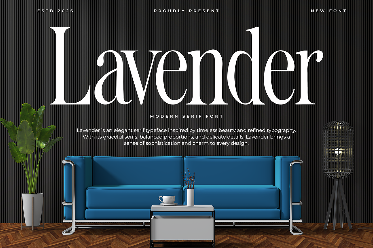 Lavender – Modern Serif Font, a Serif Font by overlaytemplates (Photo 1 of 5)