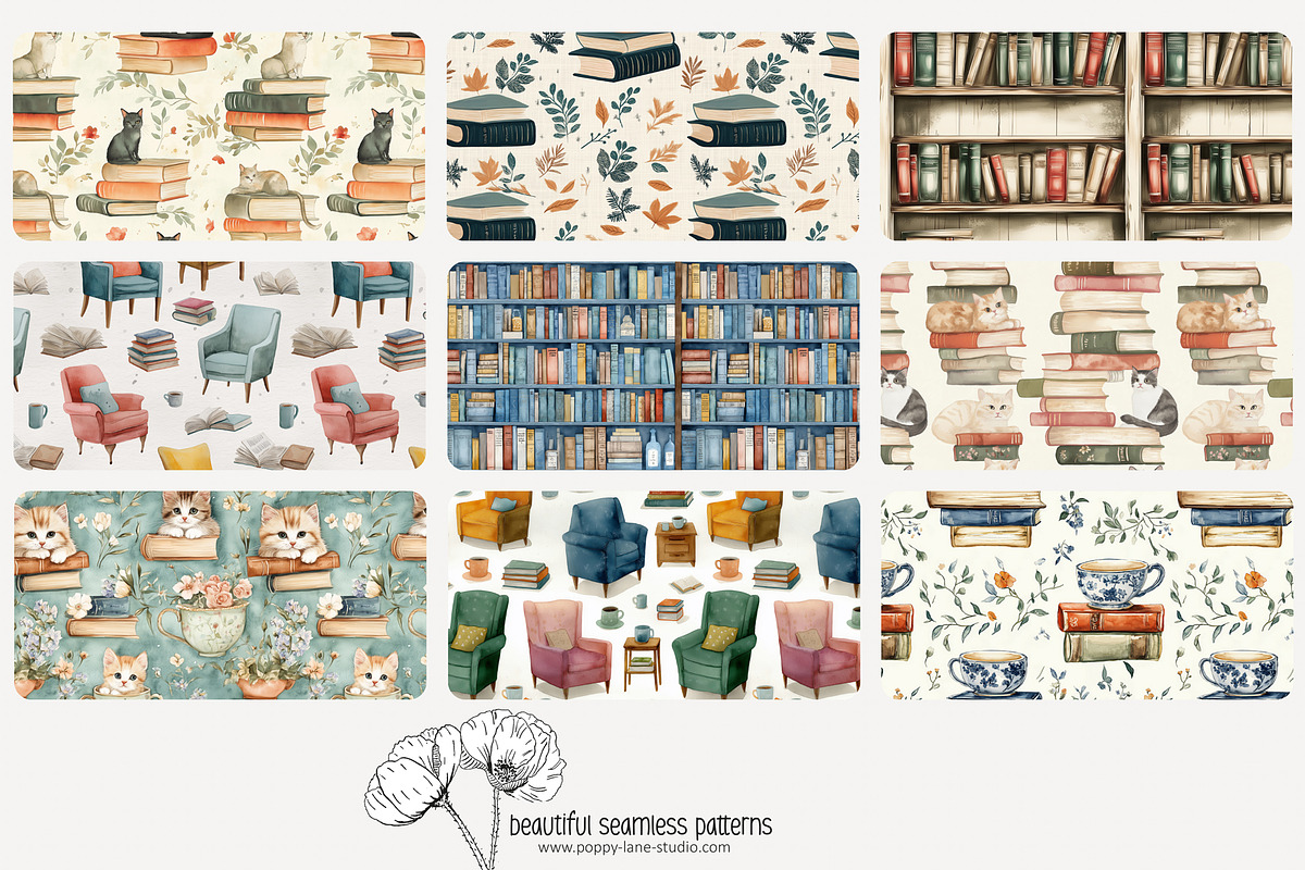80 books seamless pattern, a Pattern Graphic by Poppy Lane Studio (Photo 5 of 11)