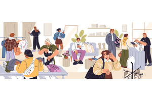 People shopping in clothing store, a Person Illustration by PaperTrident