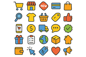 Ecommerce and Shopping Icons, an Object Graphic by nikagraphic