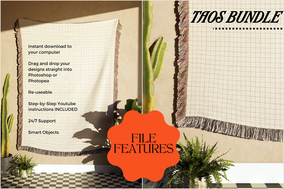 BEST SELLERS BUNDLE - Woven Blanket, a Household Mockup by VisualGrid (Photo 4 of 13)