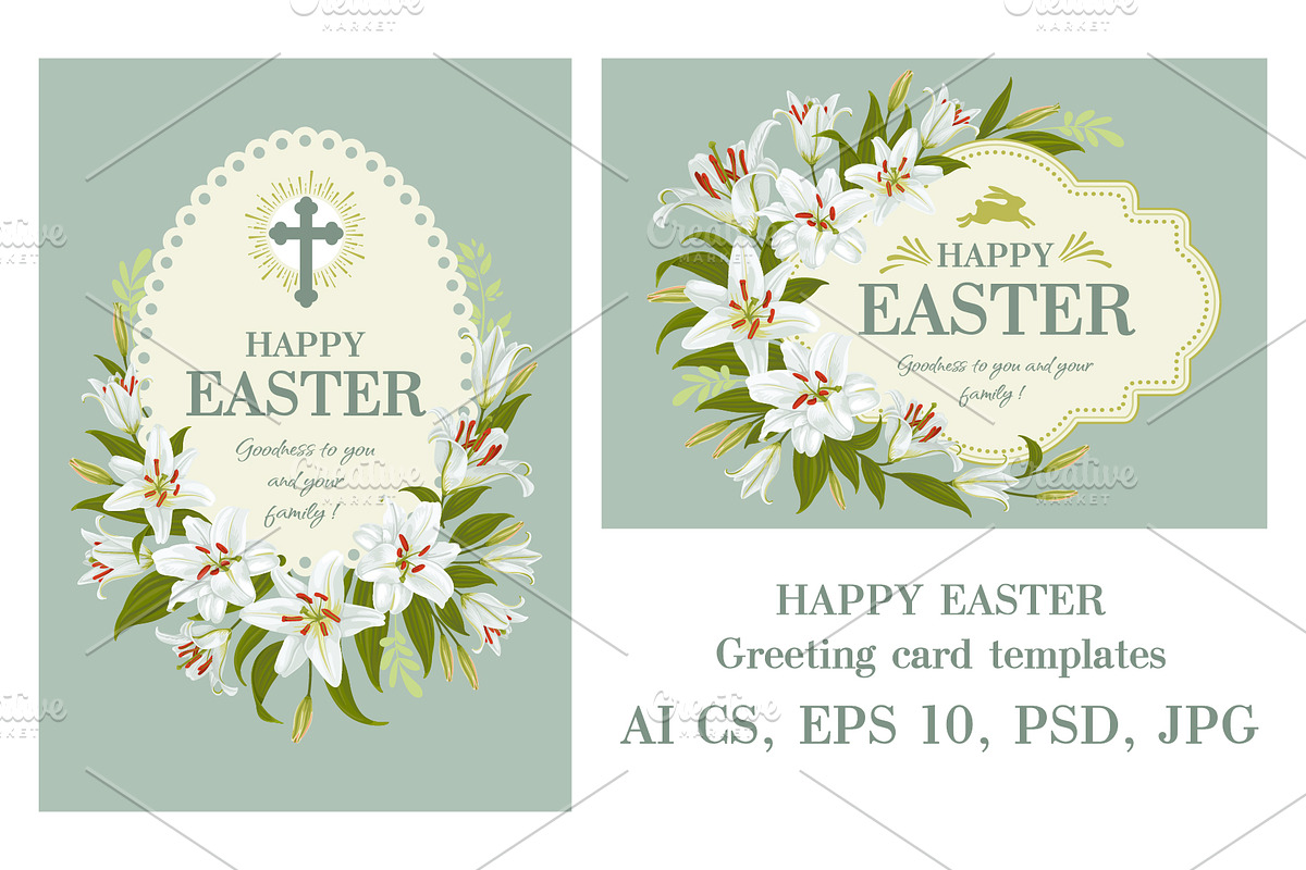 Easter Greeting Card Templates, a Card Template by Vector beauty