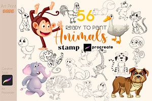 Animals Stamps Children Paint Color