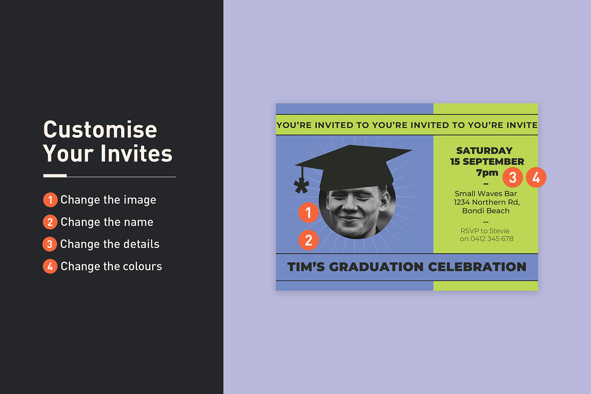 Tim Graduation Party Invitation, an Invitation Template by Mountain Folk Creative (Photo 5 of 5)