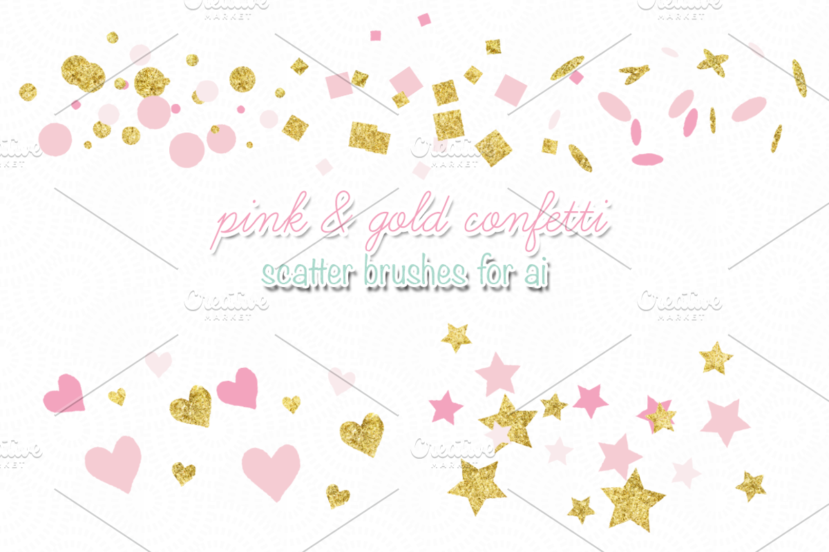 pink & gold confetti scatter brushes