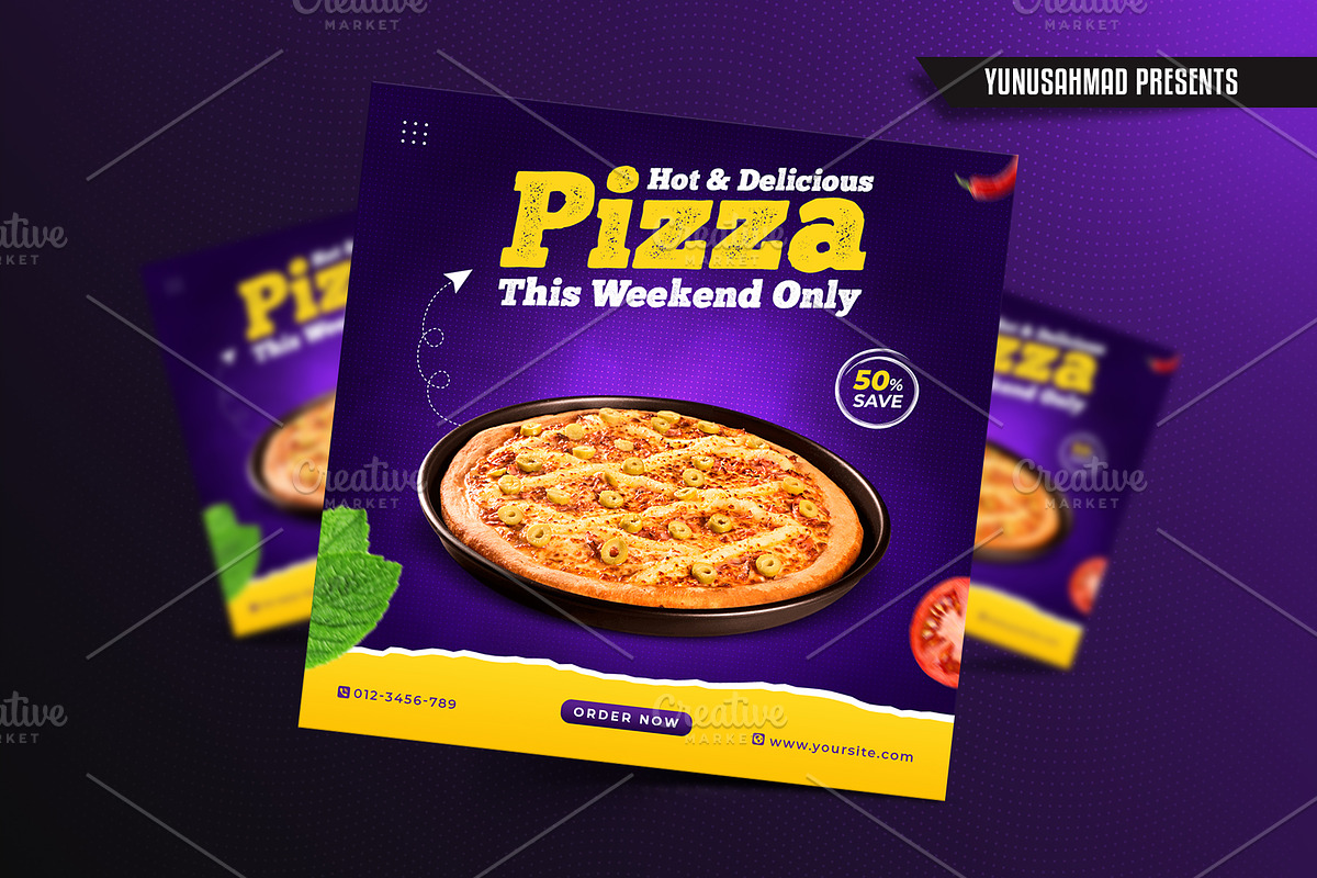 Fast Food Instagram Post Template, a Social Media Template by Yunus Ahmad (Photo 3 of 5)