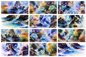 Watercolor Landscape Textures