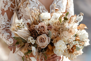 Flowers and Lace Wedding Dress, a Holiday Photo by Ocean Digital Art