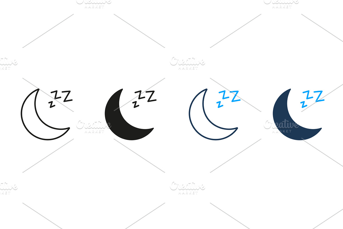Crescent Moon with ZZZ Icons, an Object Illustration by Gentle Studio