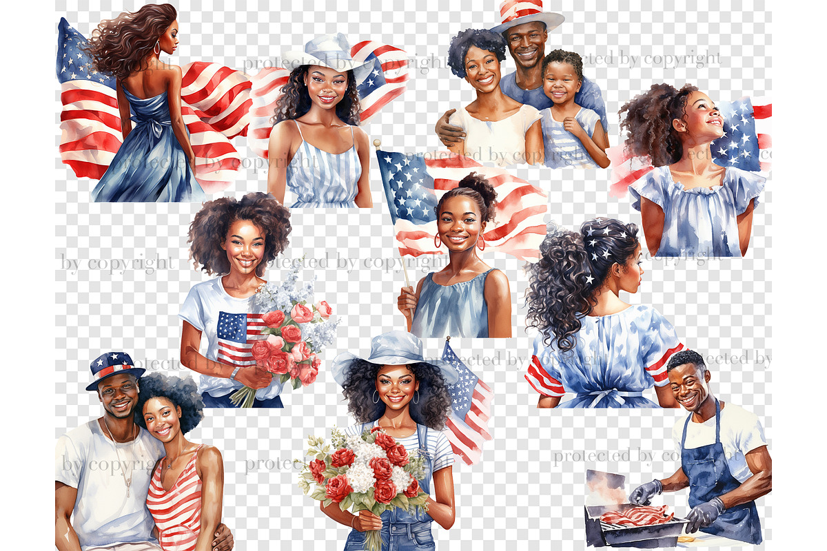 Patriotic Clipart PNG Set 4Th Of Jul, a Seasonal Illustration by GlamArtZhanna (Photo 4 of 4)