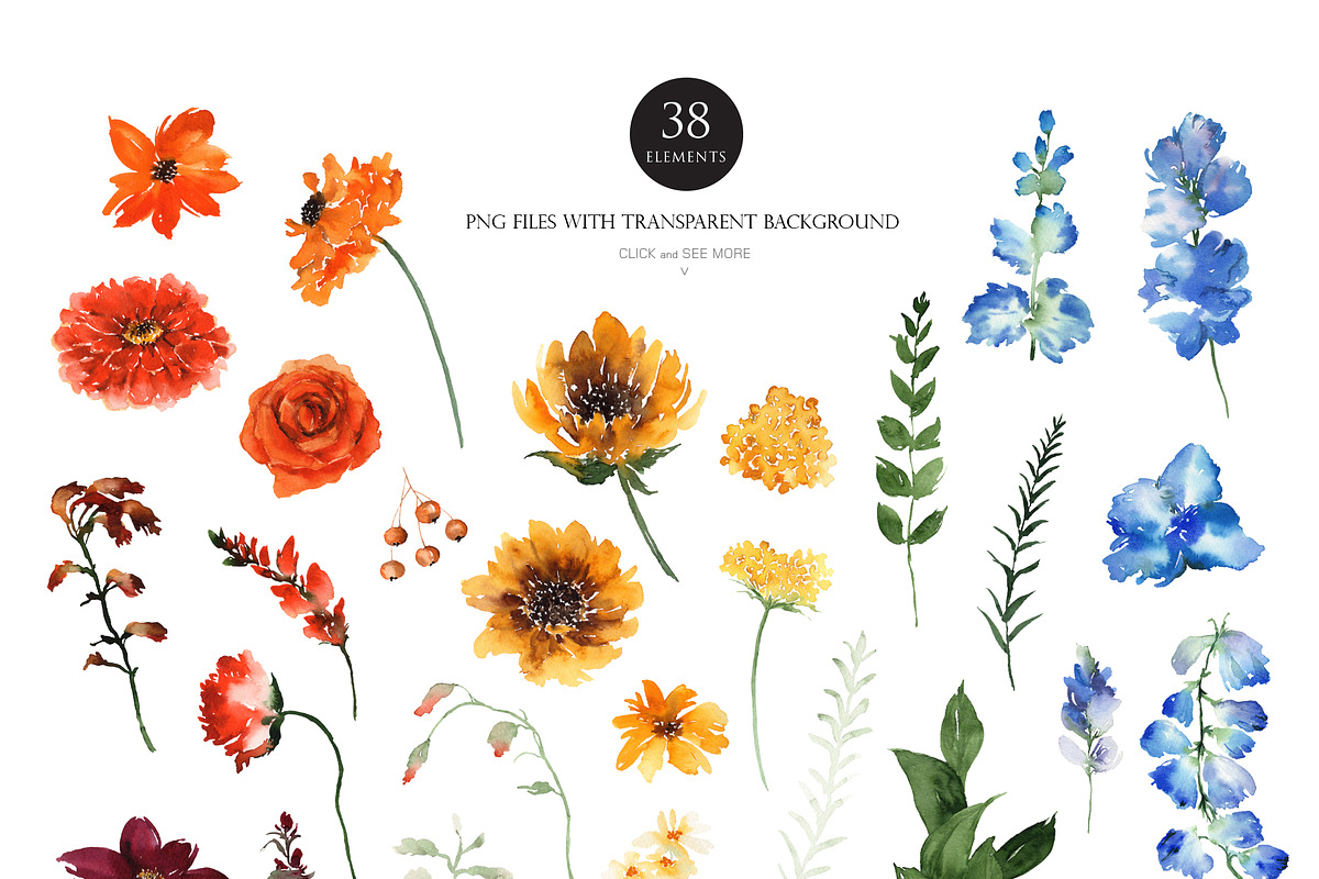 Watercolor flower - Retro flower RYB, an Illustration by Beigetime (Photo 7 of 10)
