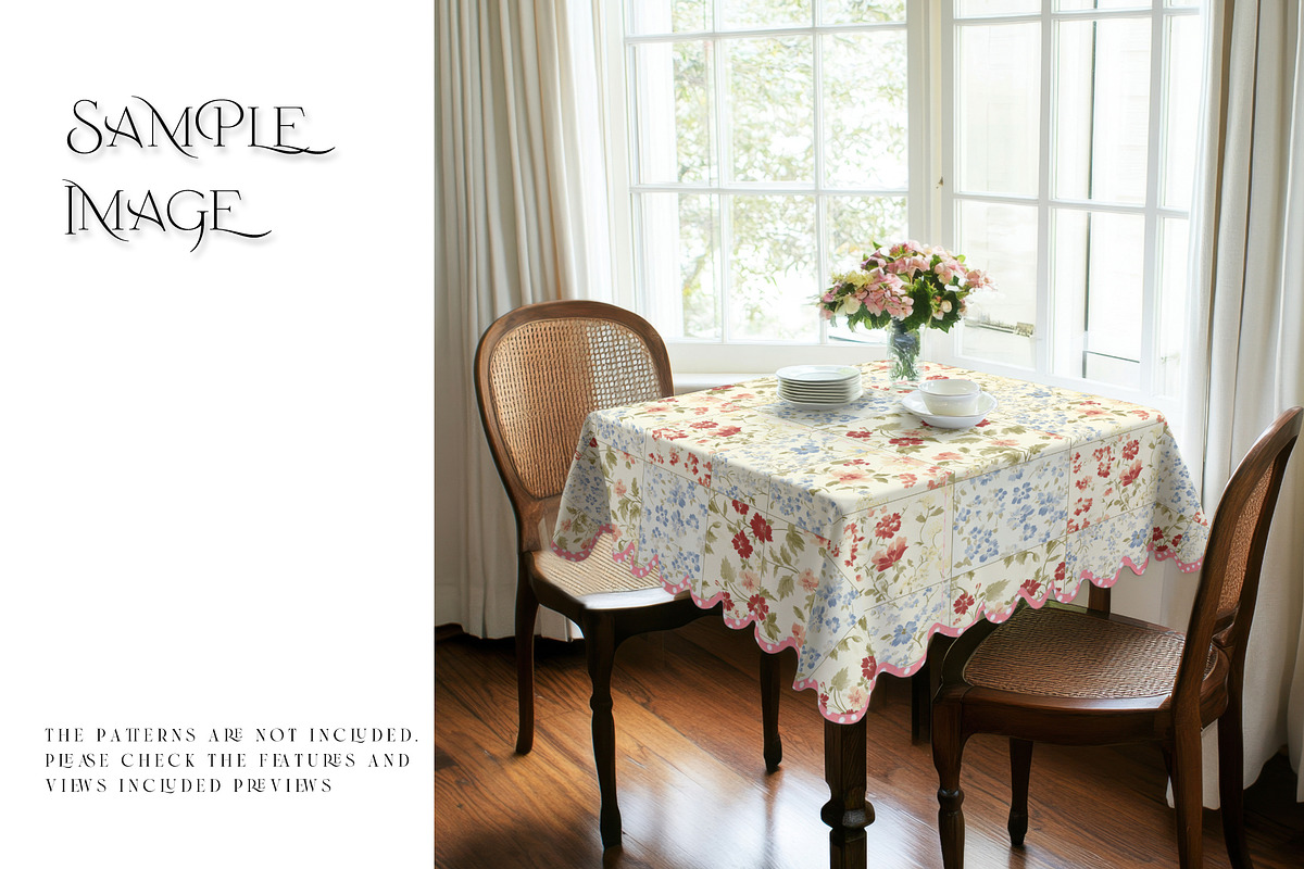 Square Scalloped Tablecloths, a Household Mockup by mock-ups (Photo 9 of 9)
