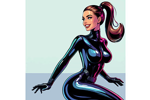 Confident Woman in Shiny Futuristic, a Person Illustration by AlexArt