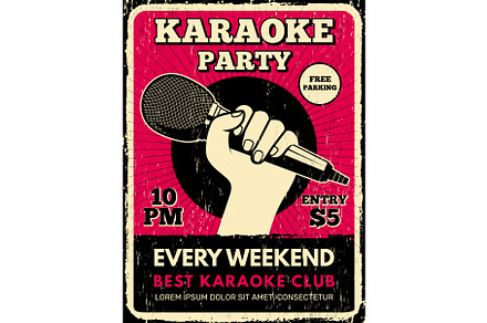 Karaoke party poster. Music club, a Background Graphic by Onyx