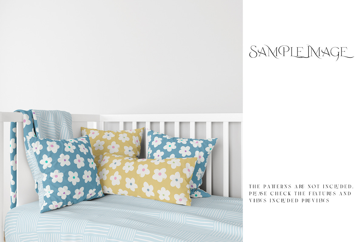 Baby Crib Duvet & Pillows Mockup, a Household Mockup by mock-ups (Photo 6 of 13)