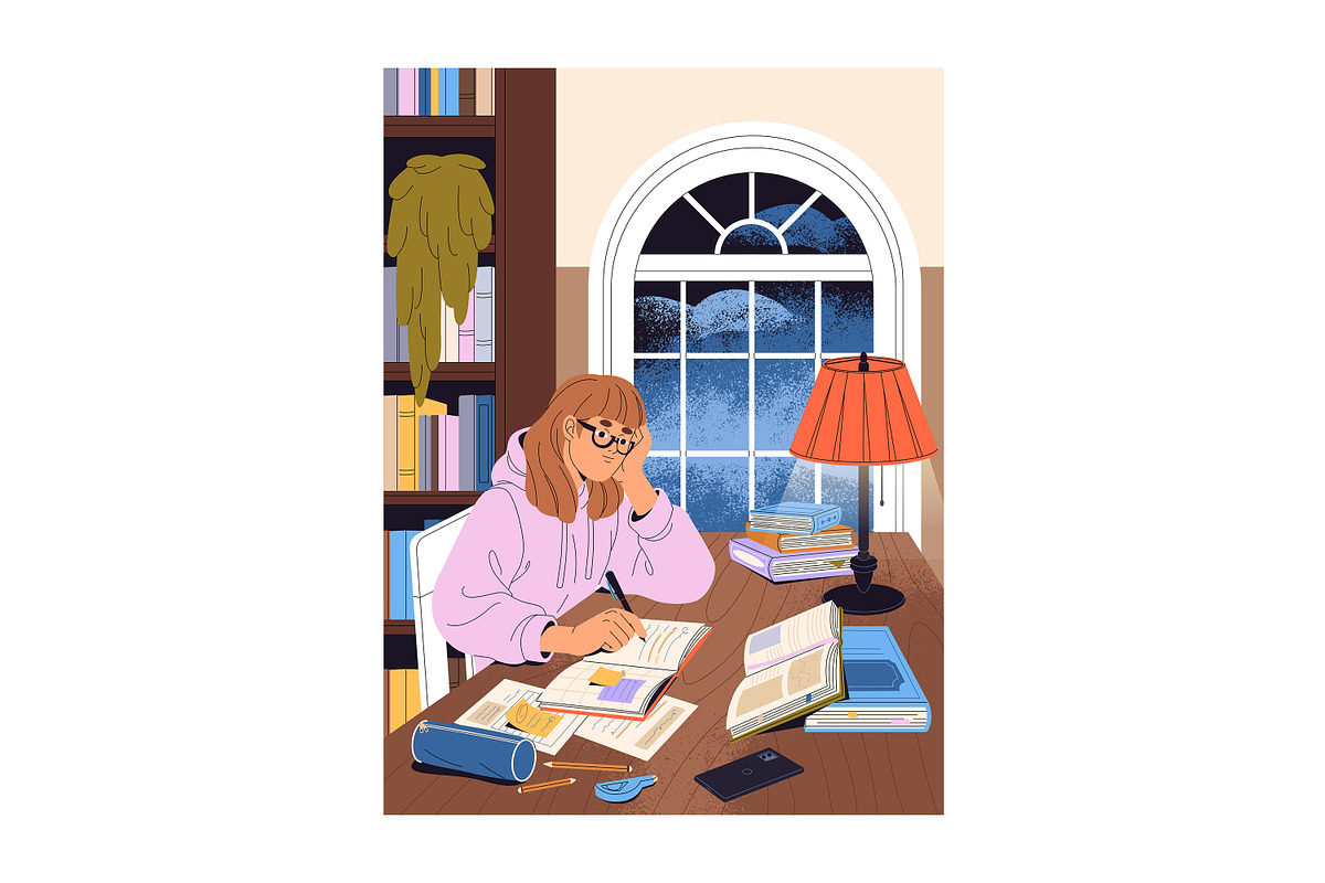 People with books in public library, a Person Illustration by PaperTrident (Photo 4 of 4)