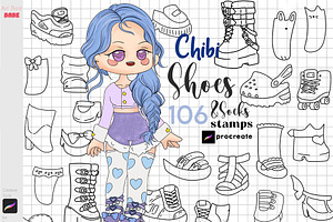 Procreate Chibi Shoes Socks Stamps