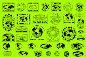 Y2K WORLDWIDE GLOBE VECTOR ICONS SET