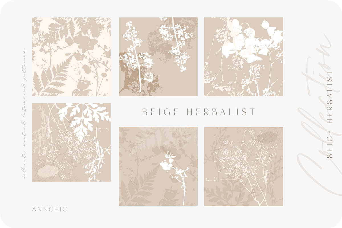 Beige botanical pattern collection, a Pattern Graphic by Anna Sokol (Photo 7 of 16)
