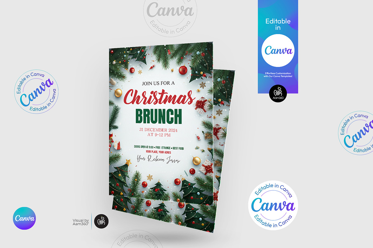 Christmas Brunch Flyer Template, a Flyer Template by Aam360 (Photo 3 of 3)