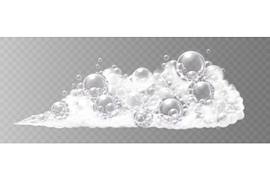 Realistic white soap foam shape, an Illustration by Yayasya