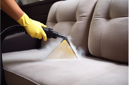 Cleaning sofa service. Generate Ai, a Person Photo by Ylivdesign