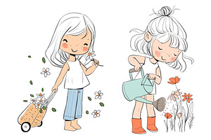 Girl with flowers. Summer.