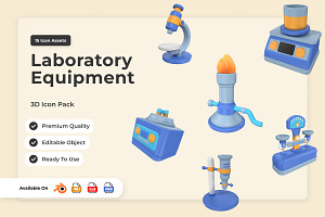 Laboratory Equipment 3D Icon Packs
