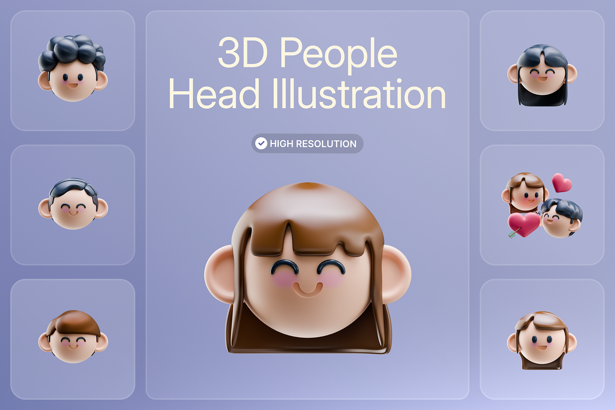 3D People Head Illustration, an Object Graphic by Illustrava (Photo 6 of 7)