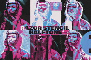 Razor Stencil Halftone Effect Action