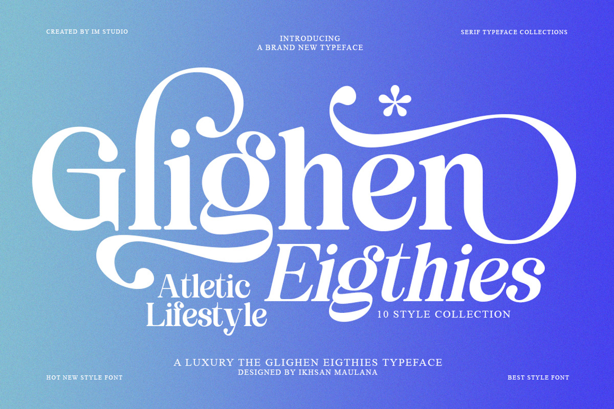 Glighen Eigthies | 10 Style Font, a Serif Font by IM Studio (Photo 1 of 10)