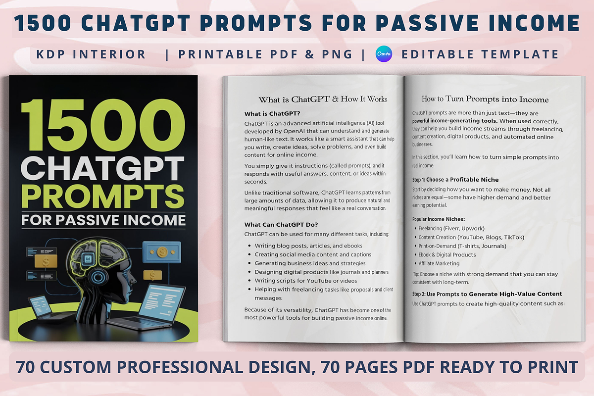 ChatGPT Prompts for Passive Income, a Design Template by Book2bees (Photo 1 of 4)