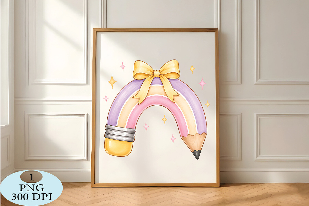 Pastel Rainbow Pencil with Bow PNG, a Seasonal Illustration by Daily.Designs (Photo 5 of 5)