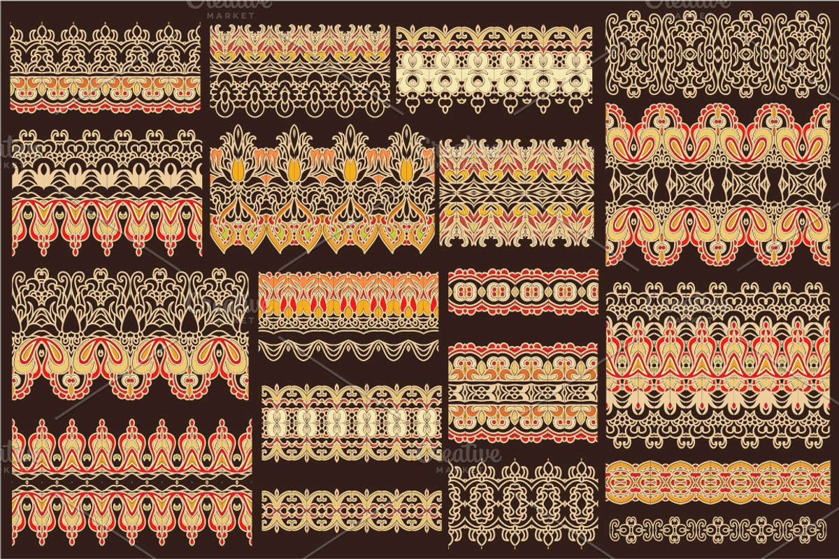 Set of decorative seamless ribbons