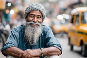 Indian elderly man with a long gray, a Person Photo by MistyDay
