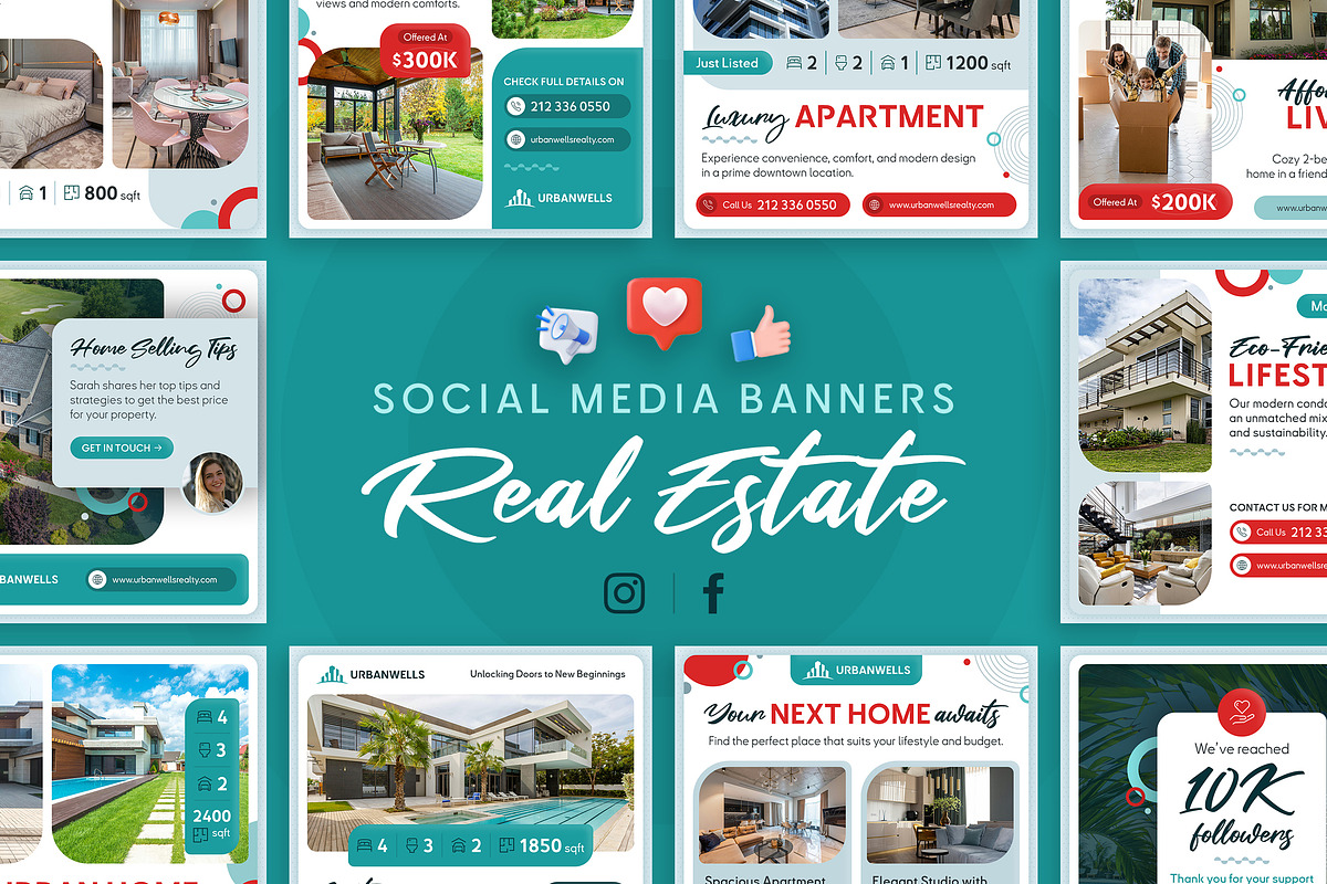 Real Estate Social Media Templates, a Social Media Template by Brandify Studio (Photo 1 of 5)