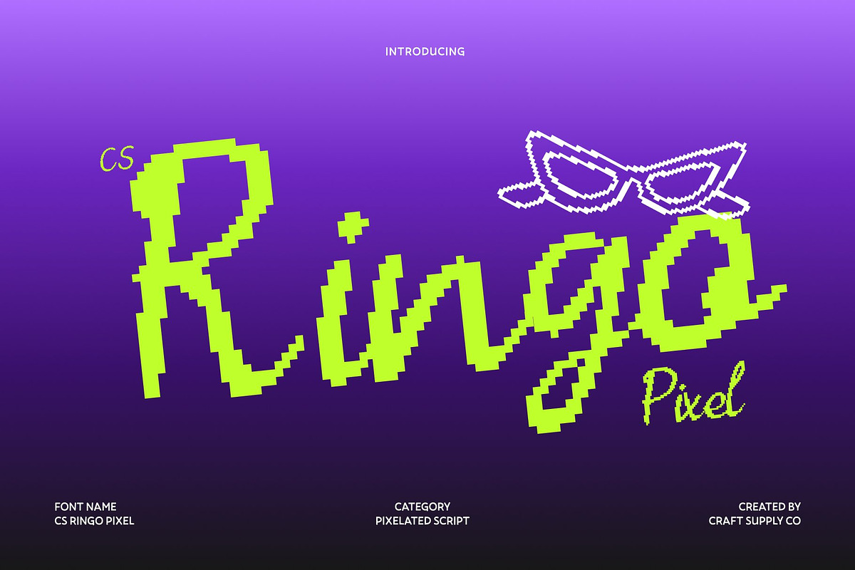 CS Ringo Pixel, a Script Font by Craft Supply Co. (Photo 1 of 8)
