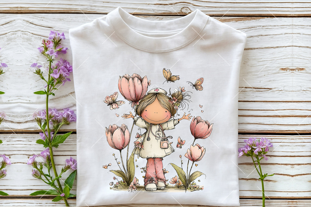 Whimsical Spring Nurse Clipart, an Illustration by OK Design (Photo 6 of 6)