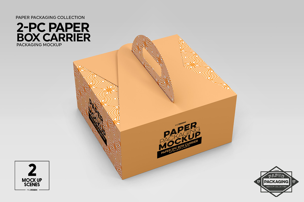 2pc PaperBox Carrier PackagingMockup, a Packaging Mockup by INCDesign (Photo 5 of 8)