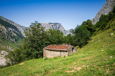 Mountain landscape and sheepfold, Picos de Europa, Asturias, Spa, a Nature Photo by GoodGoods